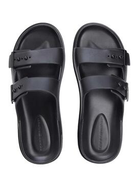 Chanclas Tommy Hilfiger Light ajustables con hebillas negro para hombre