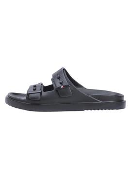 Chanclas Tommy Hilfiger Light ajustables con hebillas negro para hombre