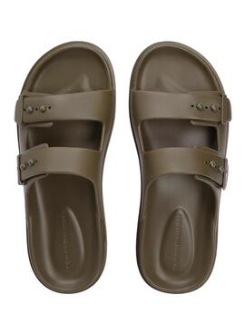 Chanclas Tommy Hilfiger Light ajustables con hebillas verde para hombre