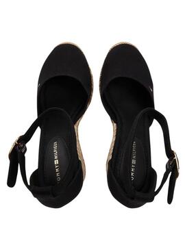 Alpargatas Tommy Hilfiger Flag negro con cuña alta para mujer