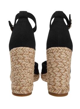 Alpargatas Tommy Hilfiger Flag negro con cuña alta para mujer