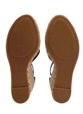 Alpargatas Tommy Hilfiger Flag negro con cuña alta para mujer