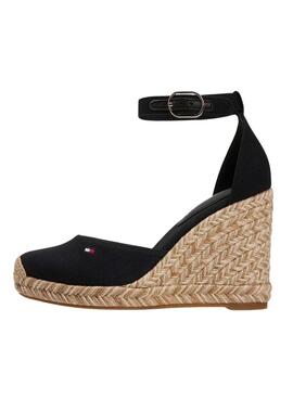 Alpargatas Tommy Hilfiger Flag negro con cuña alta para mujer