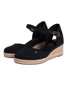 Alpargatas Tommy Hilfiger negro con cuña media para mujer