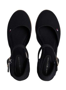Alpargatas Tommy Hilfiger negro con cuña media para mujer