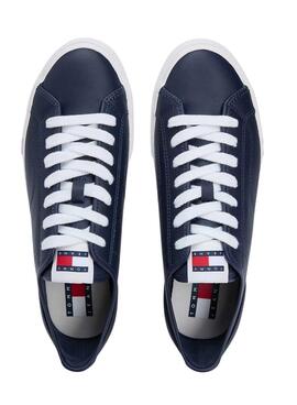 Zapatillas Tommy Jeans piel Archive con logo marino para hombre