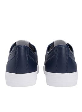 Zapatillas Tommy Jeans piel Archive con logo marino para hombre