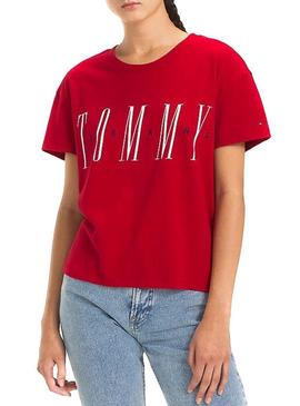 Camiseta Tommy Jeans Layer Graphics Rojo Mujer