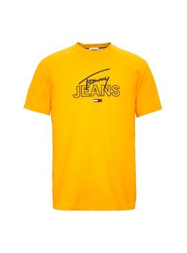 Camiseta Tommy Jeans Script Amarillo Hombre