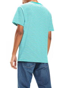 Camiseta Tommy Jeans Classics Stripe Turquesa