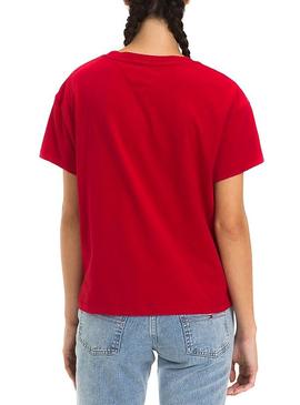 Camiseta Tommy Jeans Layer Graphics Rojo Mujer