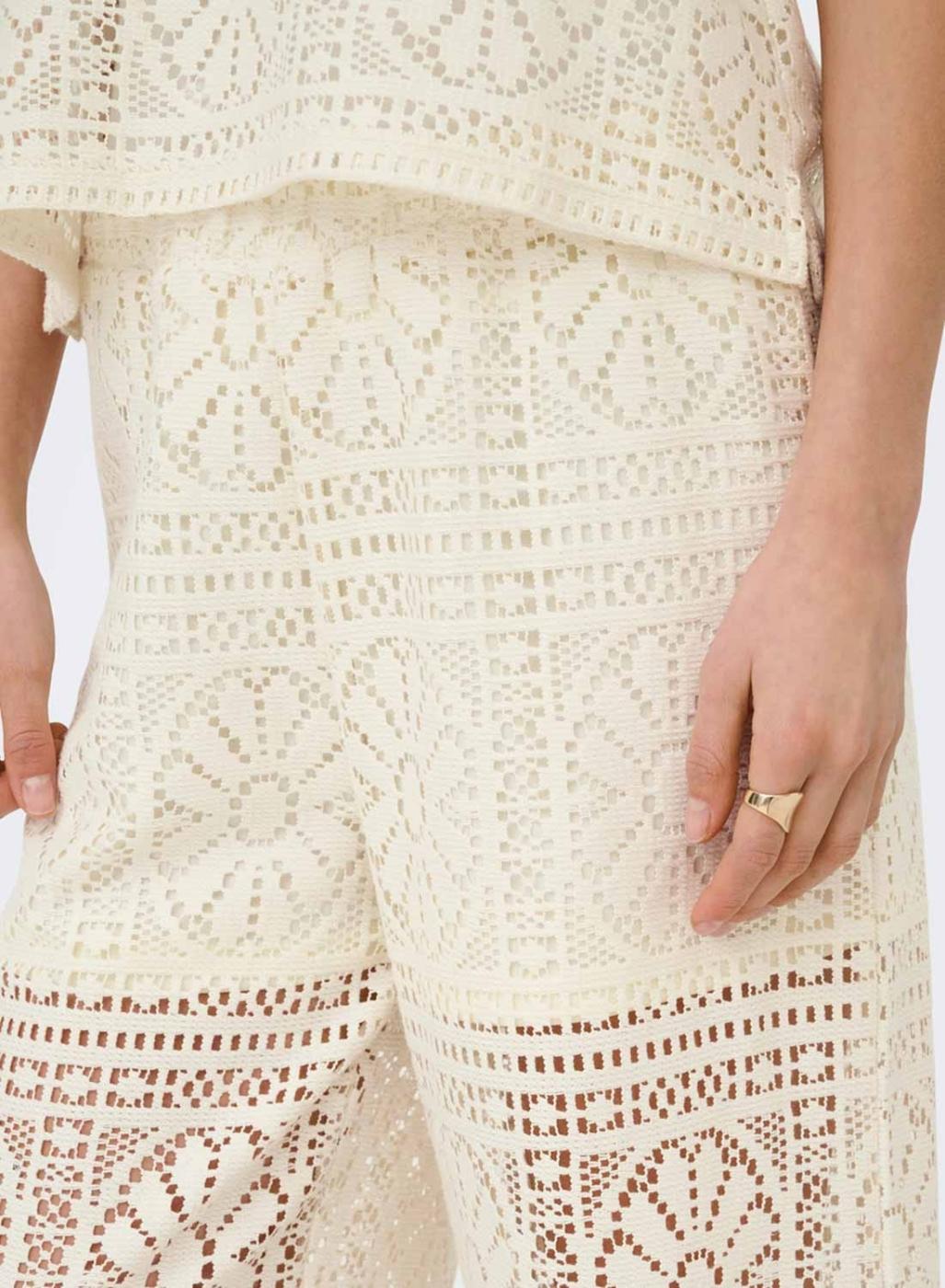 Pantalón Only Llian lace blanco para mujer