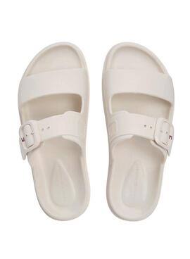 Sandalias Tommy Hilfiger Light doble tira beige para mujer