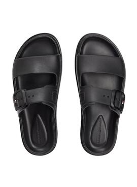 Sandalias Tommy Hilfiger Light doble tira negro para mujer