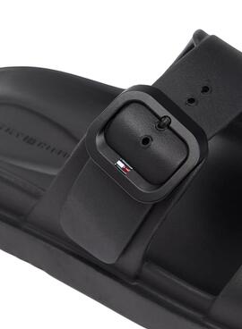 Sandalias Tommy Hilfiger Light doble tira negro para mujer