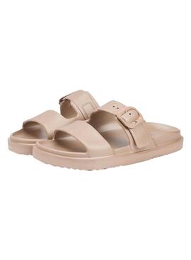 Sandalias Tommy Hilfiger Light doble tira dorado para mujer