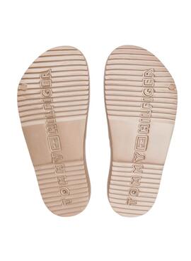 Sandalias Tommy Hilfiger Light doble tira dorado para mujer