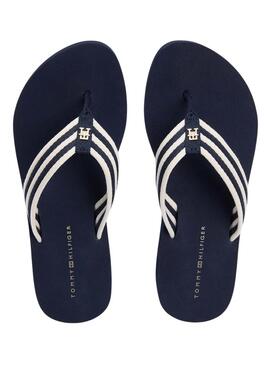 Chanclas Tommy Hilfiger Stripe de cuña azul para mujer