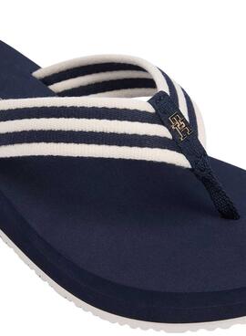 Chanclas Tommy Hilfiger Stripe de cuña azul para mujer