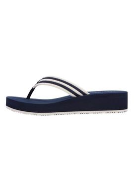 Chanclas Tommy Hilfiger Stripe de cuña azul para mujer