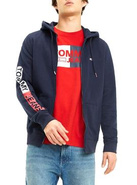 Sudadera Tommy Jeans Graphic Zip Azul Hombre