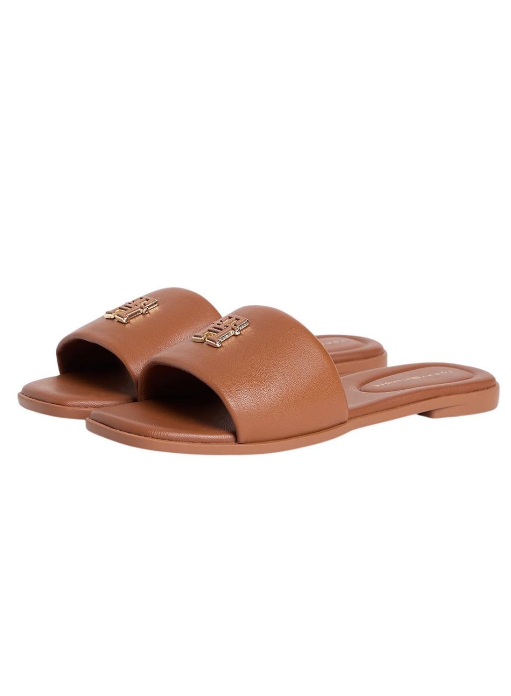 Sandalias Tommy Hilfiger mules Hardware marrón de piel para mujer