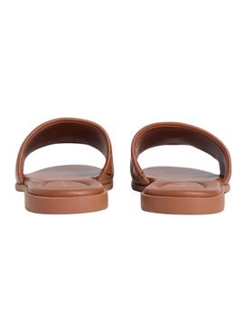 Sandalias Tommy Hilfiger mules Hardware marrón de piel para mujer