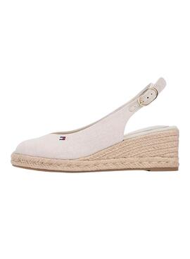 Alpargatas Tommy Hilfiger destalonadas beige con cuña media para mujer