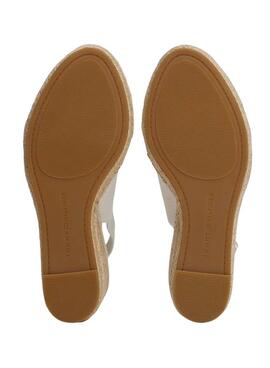 Alpargatas Tommy Hilfiger destalonadas blanco con cuña alta para mujer