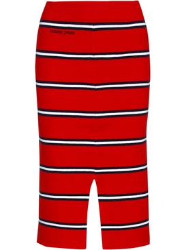 Falda Tommy Jeans Knitted Stripe Rojo Mujer