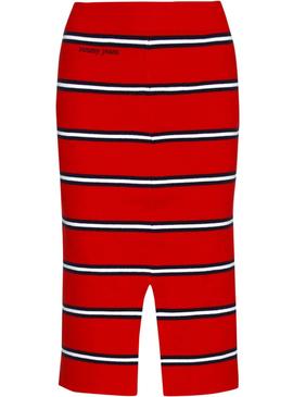 Falda Tommy Jeans Knitted Stripe Rojo Mujer