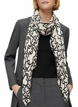 Foulard Tous Kaos estampado osos blanco y negro para mujer