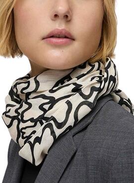 Foulard Tous Kaos estampado osos blanco y negro para mujer