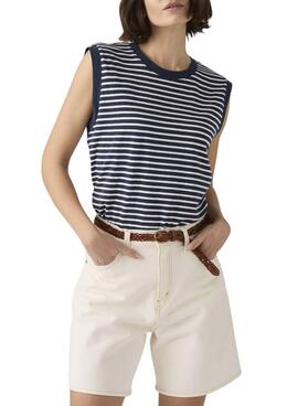 Camiseta Levis Boxy rayas azul y blanco para mujer