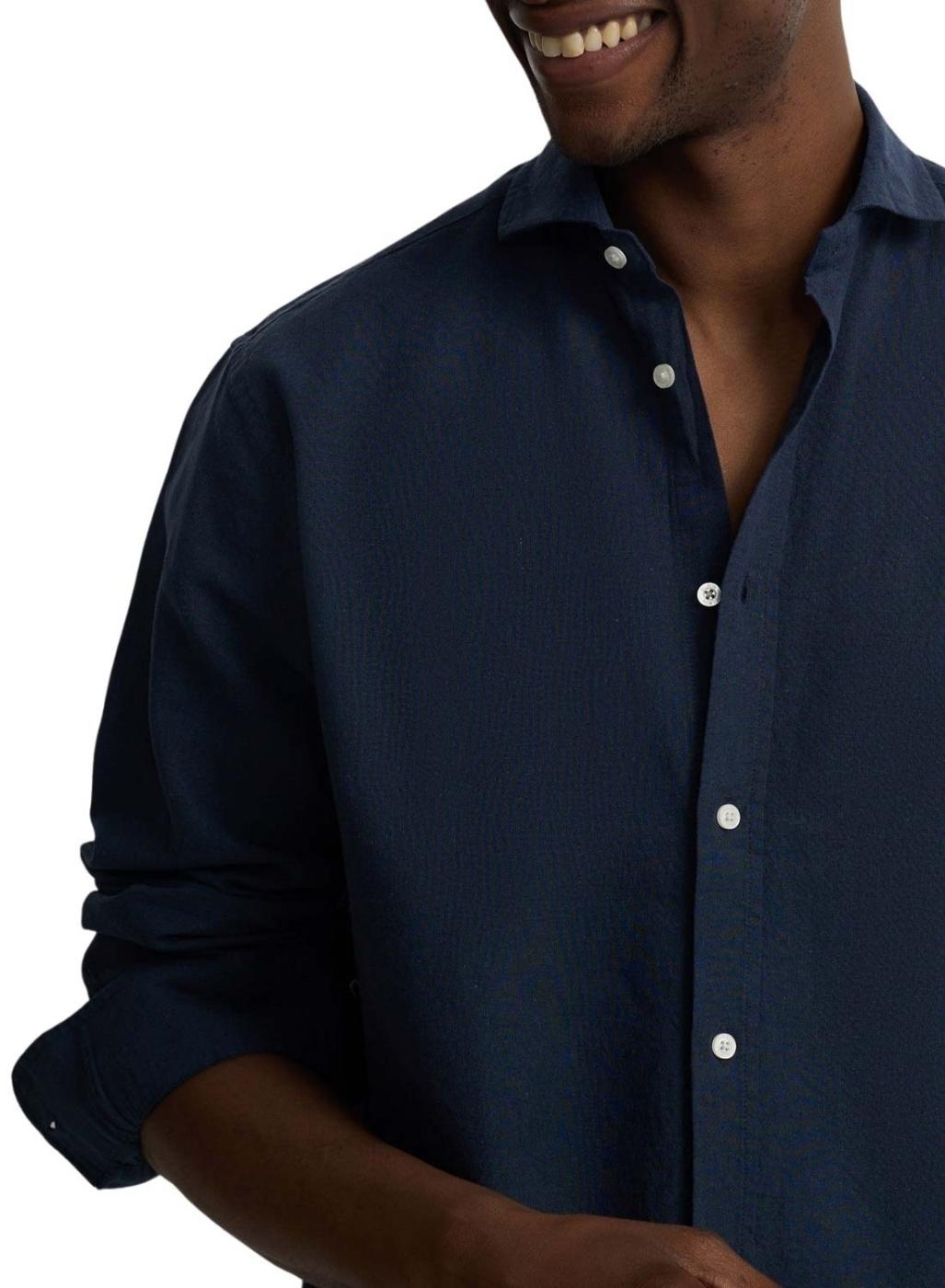 Camisa Silbon Sport Lino azul para hombre