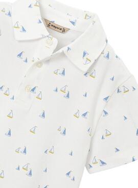 Polo Mayoral estampado barcos blanco para niño