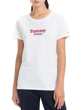 Camiseta Tommy Jeans Flag Detail Blanco Mujer