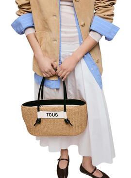 Capazo Tous grande Scoubidou natural y negro para mujer