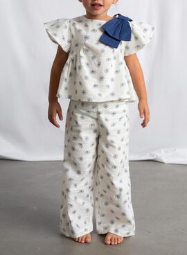 Conjunto Mayoral estampado floral azul crudo para bebé niña