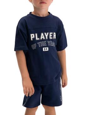 Conjunto camiseta y bermuda azul marino deportiva para niño