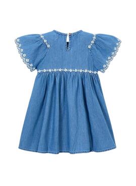 Vestido Mayoral vaquero ligero bordado floral azul medio para niña