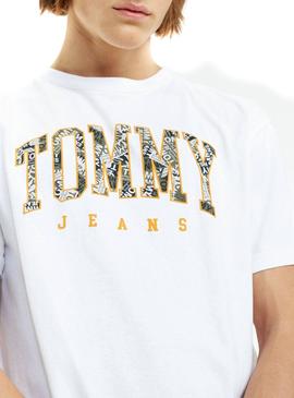 Camiseta Tommy Jeans Logo Print Blanco Hombre