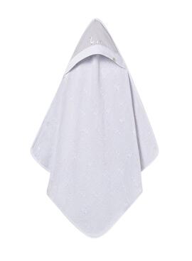 Capa de baño Mayoral con capucha y estampado de patitos gris perla para bebé