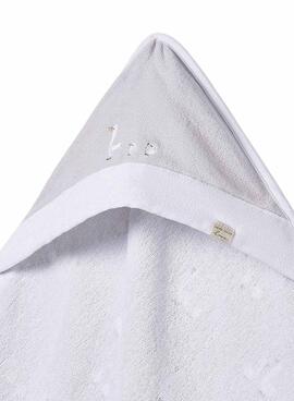Capa de baño Mayoral con capucha y estampado de patitos gris perla para bebé