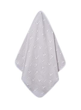 Capa de baño Mayoral con capucha y estampado de patitos gris perla para bebé