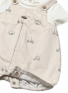 Conjunto Mayoral pelele de rayas con camiseta blanco roto para bebé