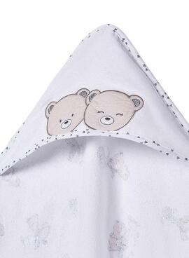 Capa de baño Mayoral con capucha ositos blanco para bebé