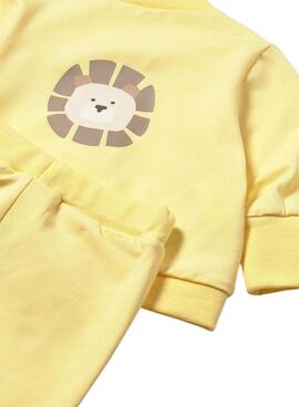 Conjunto 3 piezas Mayoral estampado safari amarillo para bebé