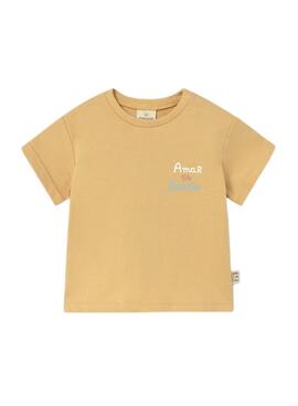 Camiseta Mayoral mensaje mostaza para bebé