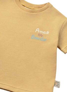 Camiseta Mayoral mensaje mostaza para bebé